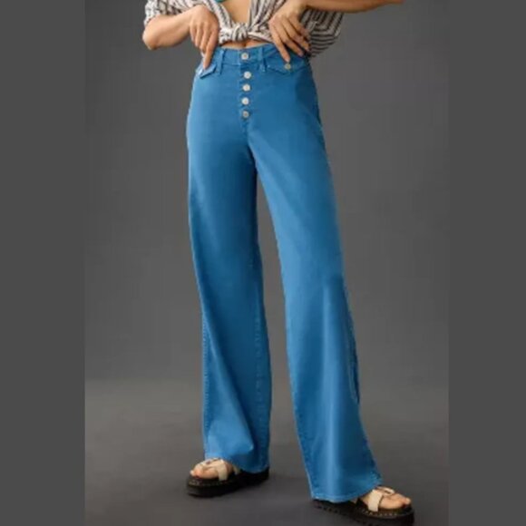 NEW AMO DENIM Made In Usa Sylvia Straight Leg Pants atlantic for women 253 - Picture 1 of 13